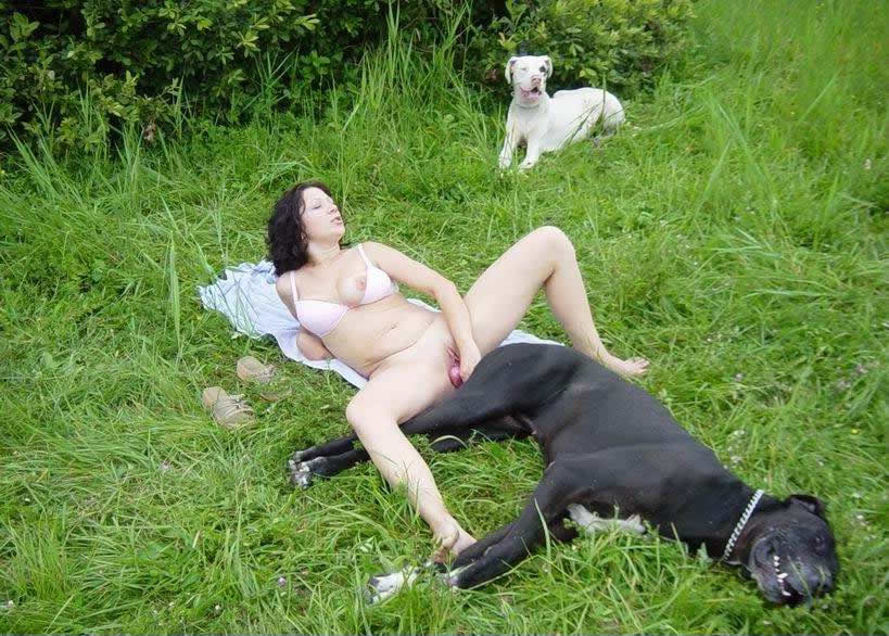 Mega Zoo Funs ::. The most unforgettable sex with two dogs on the lawn
