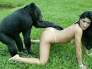 Horny girl with monkey